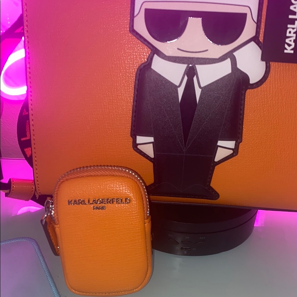 Karl Lagerfeld Orange Tote Bag with pouch 🧡 - NWT - Picture 4 of 13